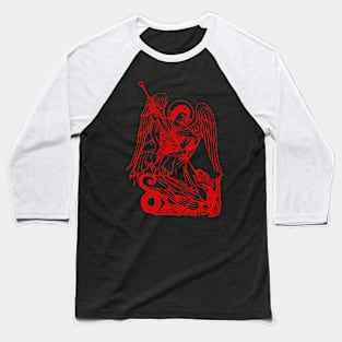 Saint Michael vanquishing the dragon (red neon) Baseball T-Shirt